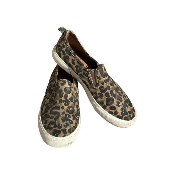 Tommy Bahama women's leopard print brown black canvas slip-on loafers boat shoes - Picture 1 of 11